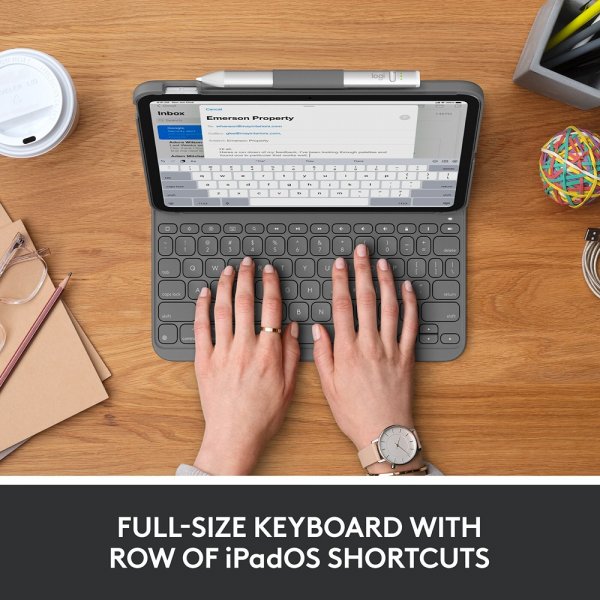 Logitech iPad 10.9 (gen 10)/iPad 11 (A16) Etui med Tastatur Slim Folio Oxford Grey Nordic