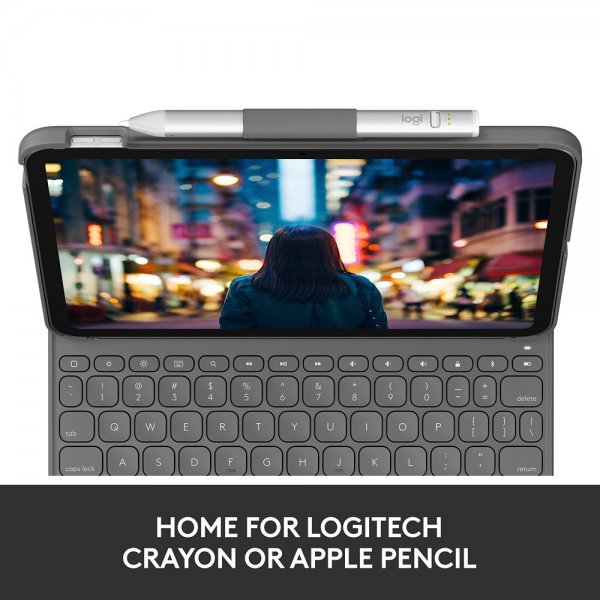 Logitech iPad 10.9 (gen 10)/iPad 11 (A16) Etui med Tastatur Slim Folio Oxford Grey Nordic