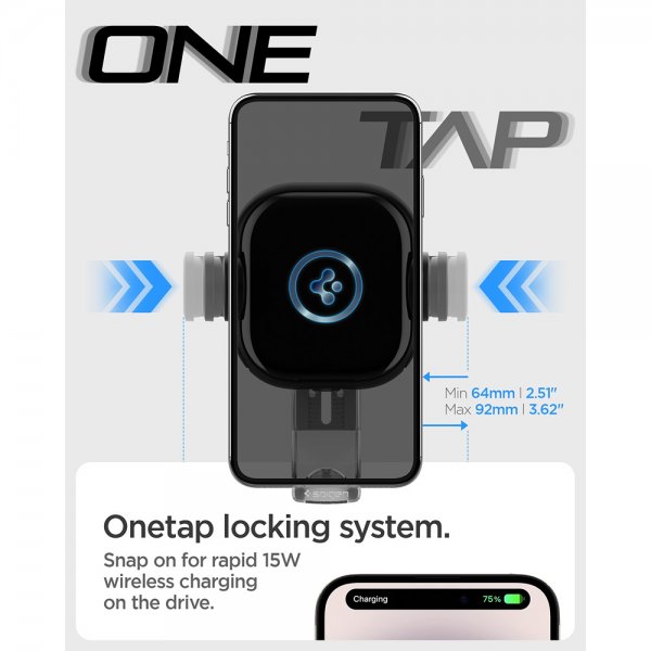 Spigen Mobilholder til bil OneTap Pro Air Vent Mount Charger 15W Svart