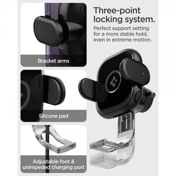 Spigen Mobilholder til bil OneTap Pro Air Vent Mount Charger 15W Svart
