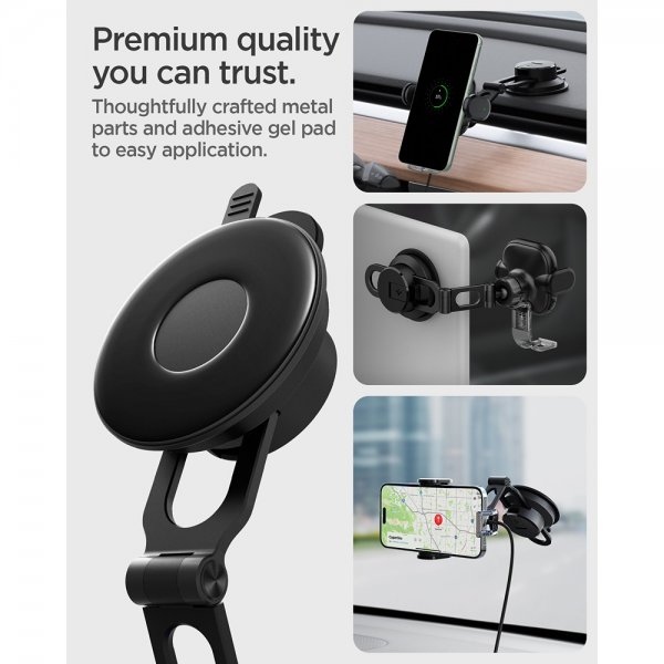 Spigen Mobilholder til bil OneTap Pro Dashboard Mount Charger 15W Svart