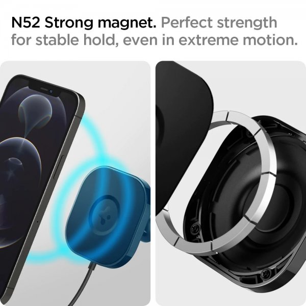 Spigen Mobilholder til bil OneTap Magnetic Car Mount Dashboard Wireless Charging Svart