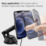 Spigen Mobilholder til bil OneTap Magnetic Car Mount Dashboard Wireless Charging Svart
