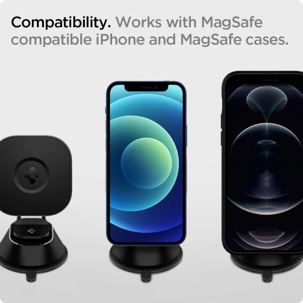 Spigen Mobilholder til bil OneTap Magnetic Car Mount Dashboard Wireless Charging Svart