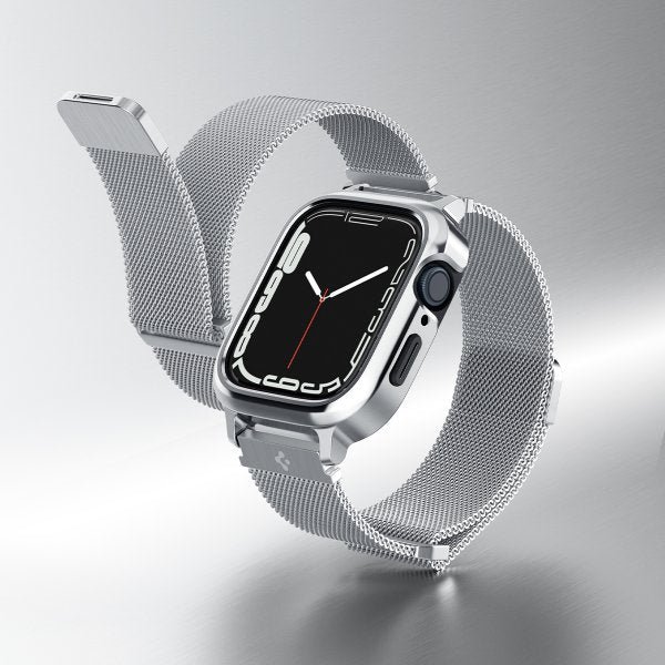 Spigen Apple Watch 45mm Armbånd Metal Fit Pro Sølv