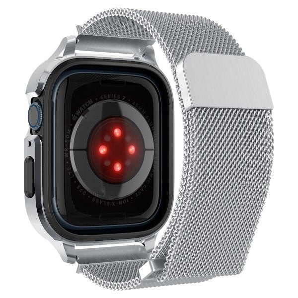 Spigen Apple Watch 45mm Armbånd Metal Fit Pro Sølv