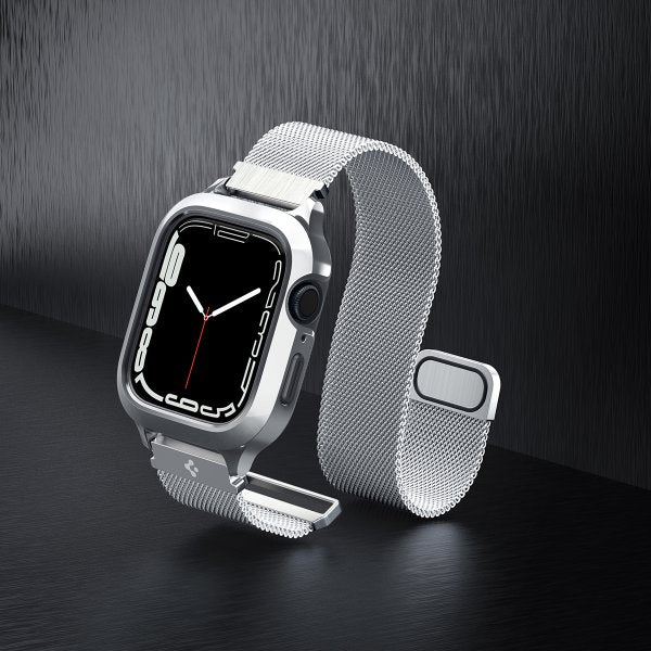 Spigen Apple Watch 45mm Armbånd Metal Fit Pro Sølv
