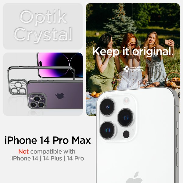 Spigen iPhone 14 Pro Max Deksel Optik Crystal Chrome Gray