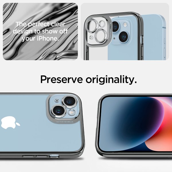 Spigen iPhone 14 Plus Deksel Optik Crystal Chrome Gray