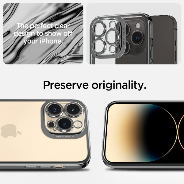 Spigen iPhone 14 Pro Deksel Optik Crystal Chrome Gray