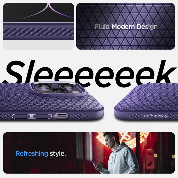 Spigen iPhone 14 Pro Deksel Liquid Air Deep Purple