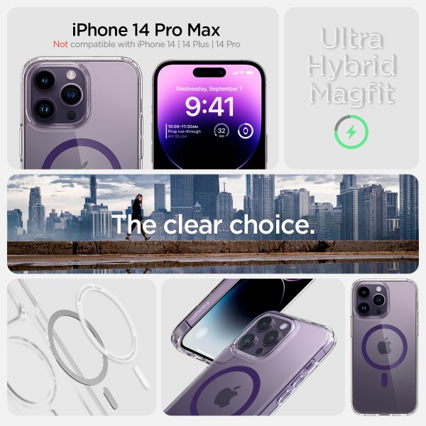 Spigen iPhone 14 Pro Max Deksel Ultra Hybrid MagFit Deep Purple