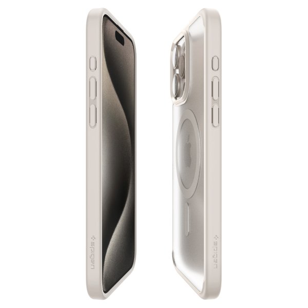 Spigen iPhone 15 Pro Max Deksel Ultra Hybrid MagFit Frost Natural Titanium