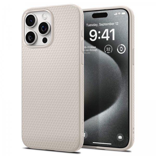 Spigen iPhone 15 Pro Max Deksel Liquid Air Natural Titanium