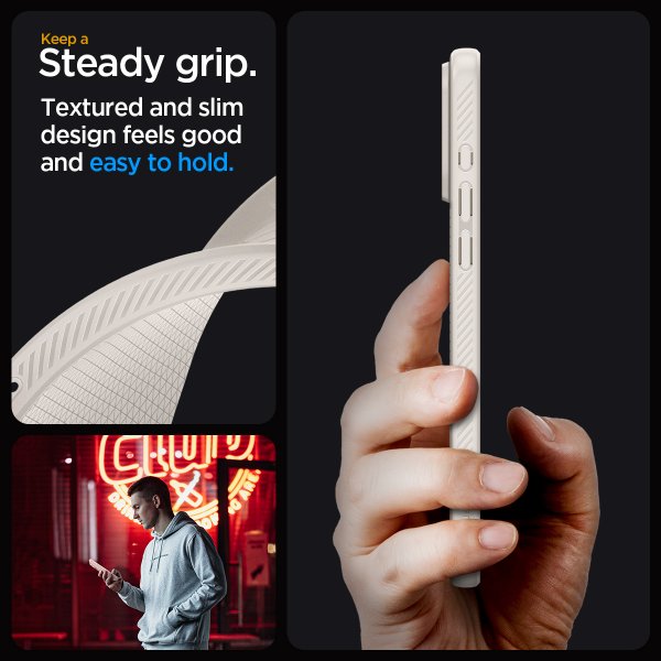 Spigen iPhone 15 Pro Max Deksel Liquid Air Natural Titanium