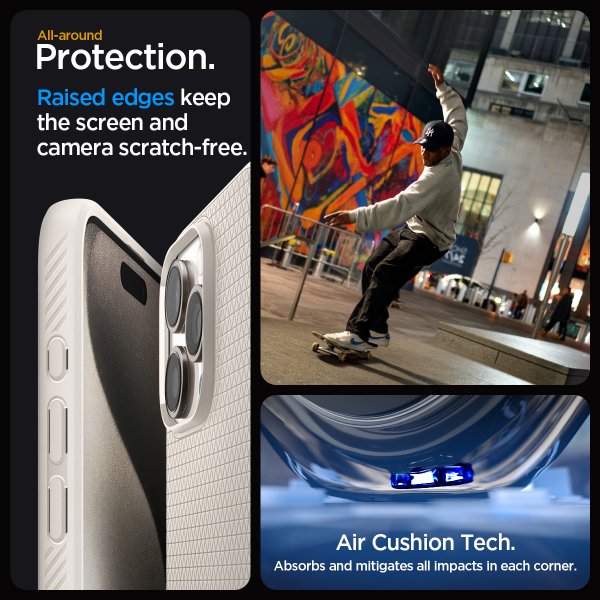 Spigen iPhone 15 Pro Max Deksel Liquid Air Natural Titanium