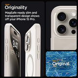 Spigen iPhone 15 Pro Deksel Ultra Hybrid MagFit Frost Natural Titanium