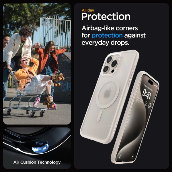 Spigen iPhone 15 Pro Deksel Ultra Hybrid MagFit Frost Natural Titanium