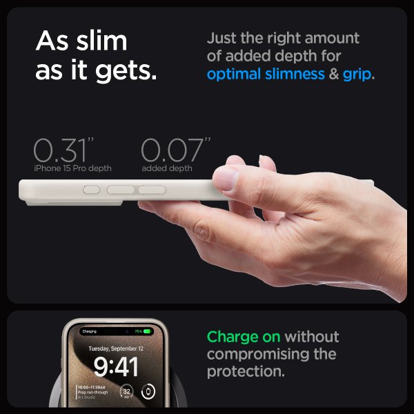 Spigen iPhone 15 Pro Deksel Ultra Hybrid MagFit Frost Natural Titanium