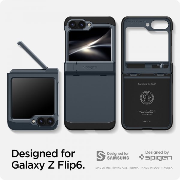 Spigen Samsung Galaxy Z Flip 6/Flip 7 FE Deksel Tough Armor Pro Metal Slate