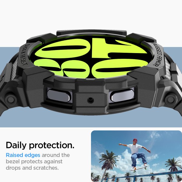 Spigen Samsung Galaxy Watch 7 44mm Armbånd og Deksel Rugged Armor Pro Matte Black