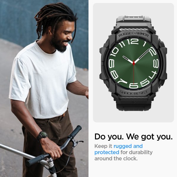Spigen Samsung Galaxy Watch Ultra Armbånd og Deksel Rugged Armor Pro Matte Black