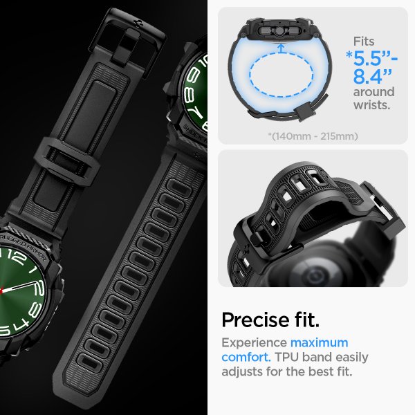 Spigen Samsung Galaxy Watch Ultra Armbånd og Deksel Rugged Armor Pro Matte Black