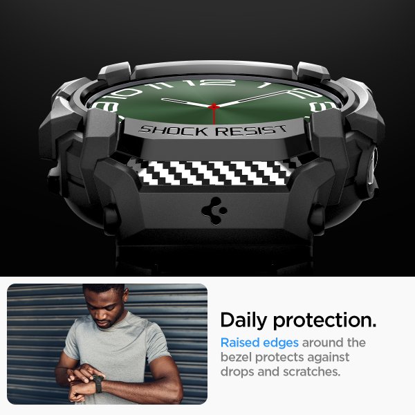 Spigen Samsung Galaxy Watch Ultra Armbånd og Deksel Rugged Armor Pro Matte Black