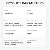 Joyroom Adapter 2-in-1 Audio Adapter USB-C to 3.5mm+USB-C