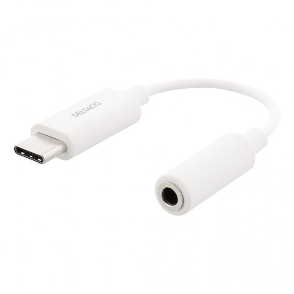 Deltaco Adapter USB-C 3.5mm Hvit
