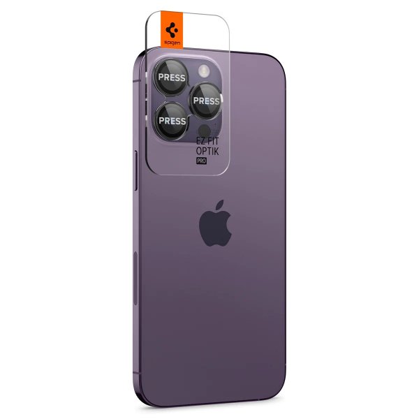 Spigen iPhone 14/15/16/17 Pro & Pro Max Kamerabeskytter GLAS.tR EZ Fit Optik Pro 2-pakning Svart