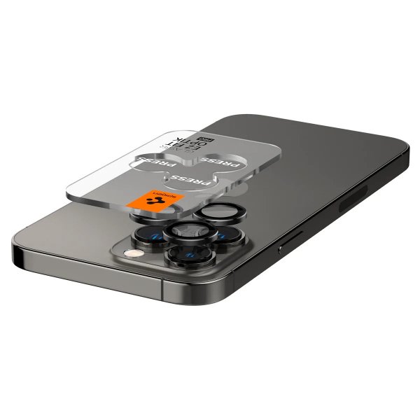 Spigen iPhone 14/15/16/17 Pro & Pro Max Kamerabeskytter GLAS.tR EZ Fit Optik Pro 2-pakning Svart