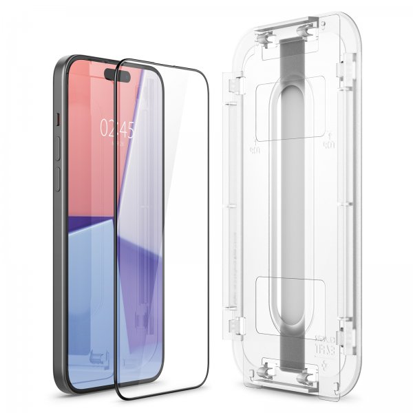 Spigen iPhone 15 Plus Skjermbeskytter GLAS.tR EZ Fit FC Svart 2-pakning