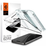 Spigen iPhone 15 Pro Skjermbeskytter GLAS.tR EZ Fit FC Svart 2-pack