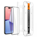 Spigen iPhone 15 Pro Skjermbeskytter GLAS.tR EZ Fit FC Svart 2-pack