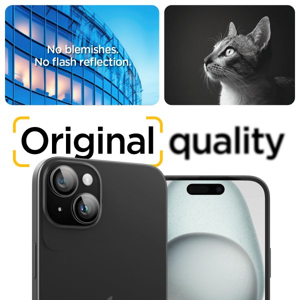Spigen iPhone 14/15/14 Plus/15 Plus Kamerabeskytter GLAS.tR EZ Fit Optik Pro Crystal Clear 2-pakning