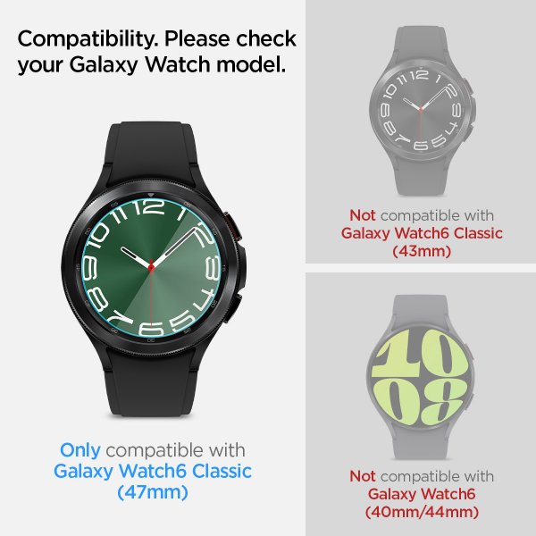 Spigen Samsung Galaxy Watch 6 Classic 47mm Skjermbeskytter GLAS.tR EZ Fit 2-pakning