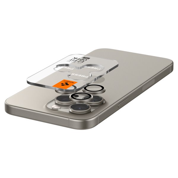 Spigen iPhone 15 Pro/iPhone 15 Pro Max Kamerabeskytter GLAS.tR EZ Fit Optik Pro 2-pakning Natural Titanium
