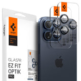 Spigen iPhone 15 Pro/iPhone 15 Pro Max Kamerabeskytter GLAS.tR EZ Fit Optik Pro 2-pakning Blue Titanium