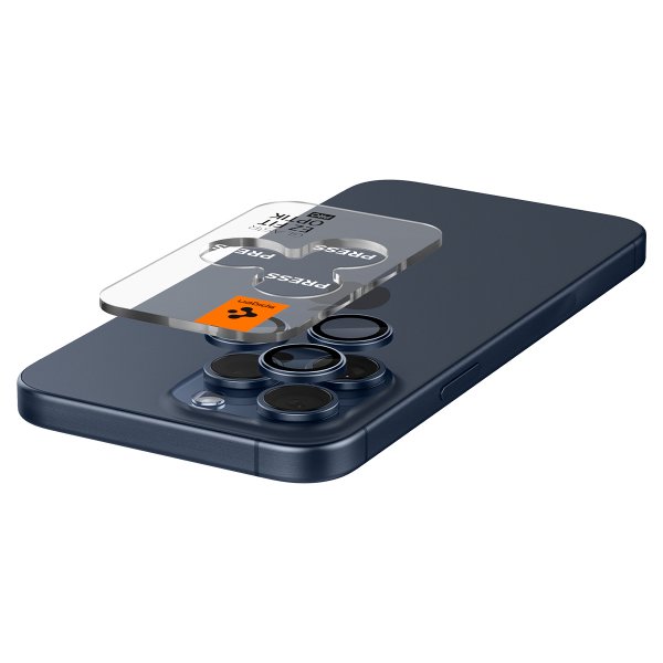 Spigen iPhone 15 Pro/iPhone 15 Pro Max Kamerabeskytter GLAS.tR EZ Fit Optik Pro 2-pakning Blue Titanium