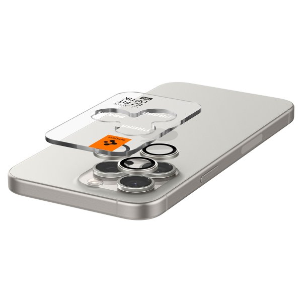 Spigen iPhone 15 Pro/iPhone 15 Pro Max Kamerabeskytter GLAS.tR EZ Fit Optik Pro 2-pakning White Titanium