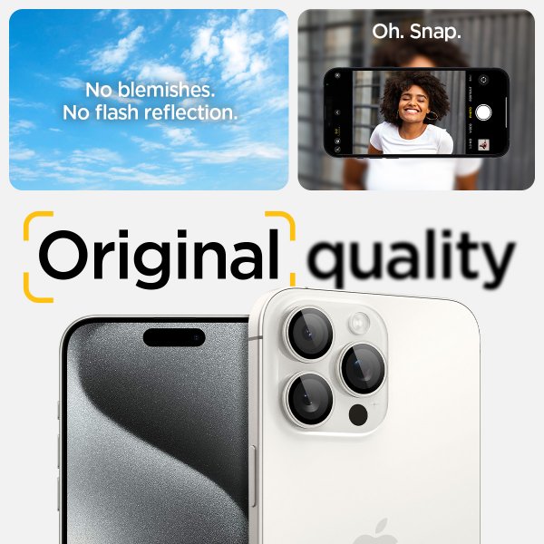 Spigen iPhone 15 Pro/iPhone 15 Pro Max Kamerabeskytter GLAS.tR EZ Fit Optik Pro 2-pakning White Titanium
