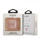 Guess AirPods 1/2 Deksel Printed Stripe & Gold Hook Rosa