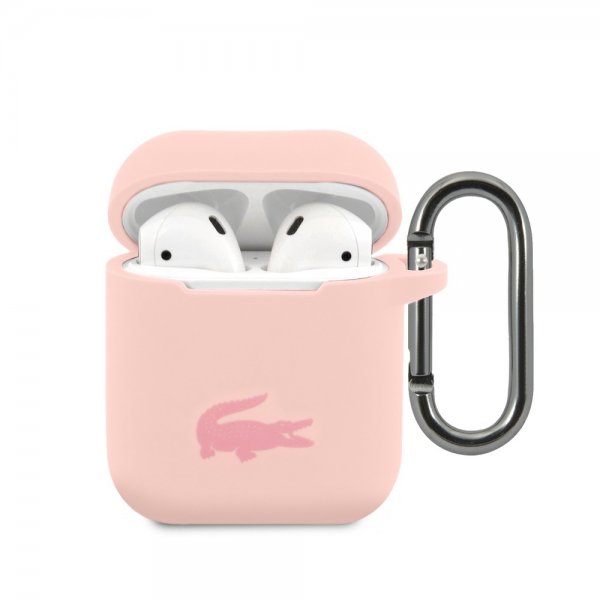 Lacoste AirPods 1/2 Deksel Liquid Silicone Glossy Logo Rosa