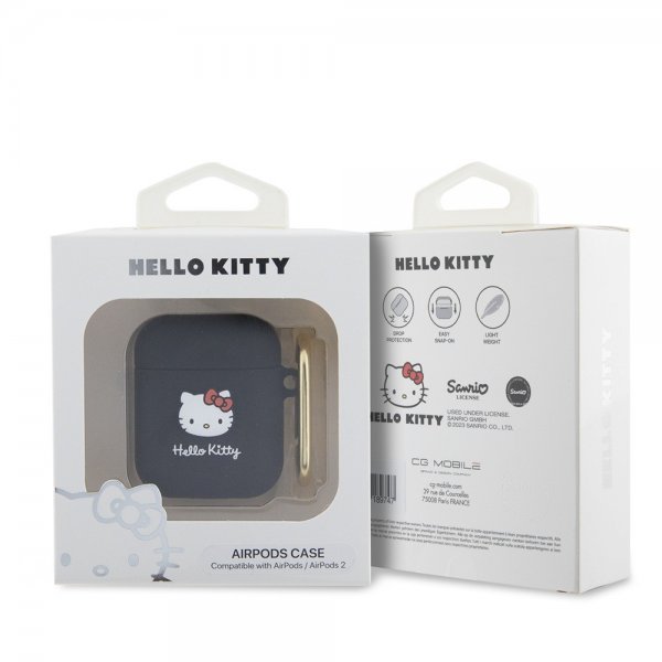 Hello Kitty AirPods 1/2 Deksel Liquid Silicone Svart