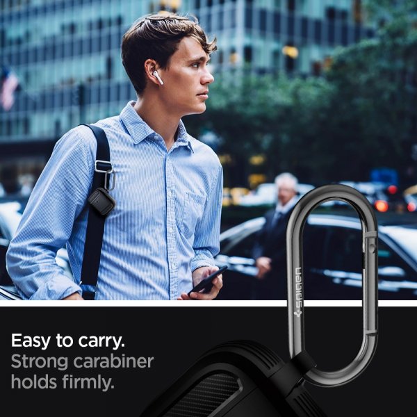Spigen AirPods 1/2 Deksel Rugged Armor Svart