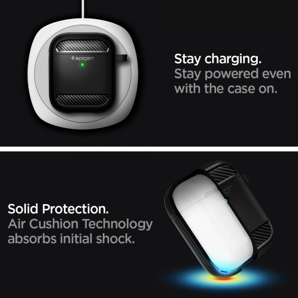 Spigen AirPods 1/2 Deksel Rugged Armor Svart