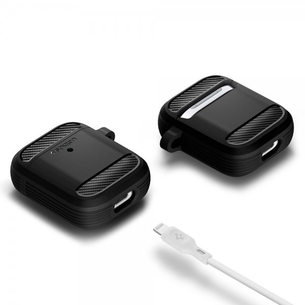 Spigen AirPods 1/2 Deksel Rugged Armor Svart