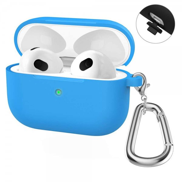 Hat Prince AirPods 3 Deksel Silikon med Karabinkrok Blå