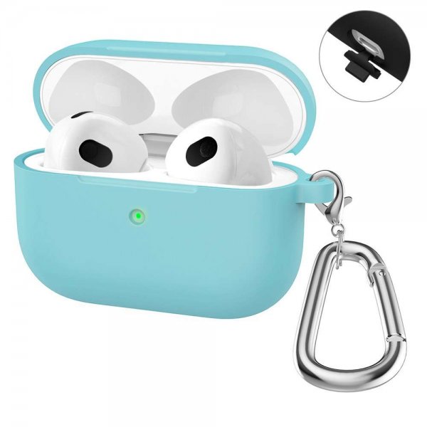 Hat Prince AirPods 3 Deksel Silikon med Karabinkrok Cyan